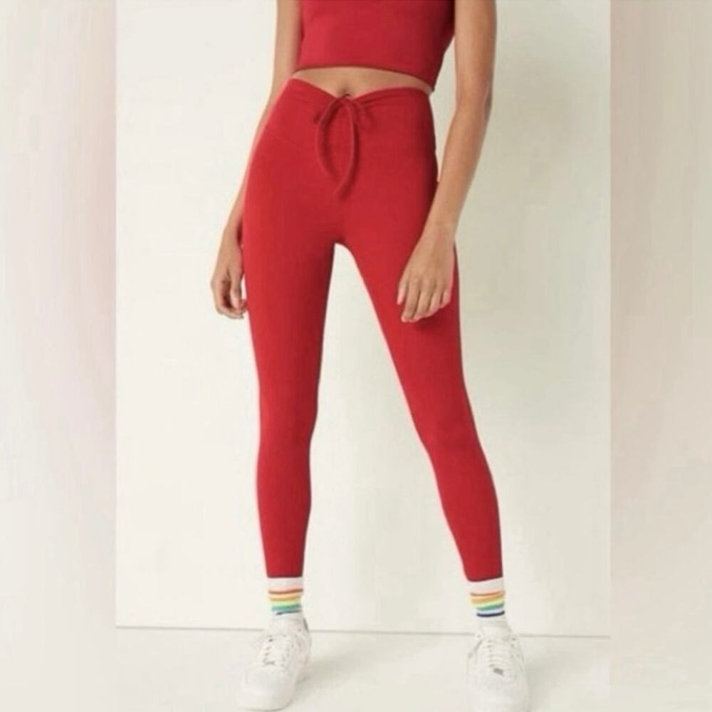 Victoria's Secret PINK Active High Waist Full Length Ruched V Legging Red M NWT